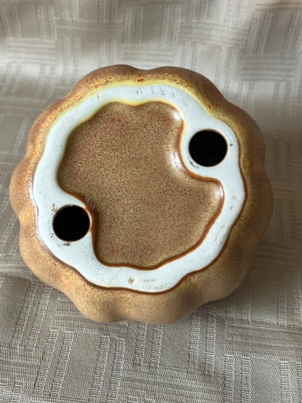 Decorative Ceramic Pumpkin Small Round Speckled Tan, Yellow & Orange Fall
